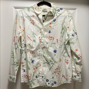 Laura Ashley Floral White Button Down Shirt
